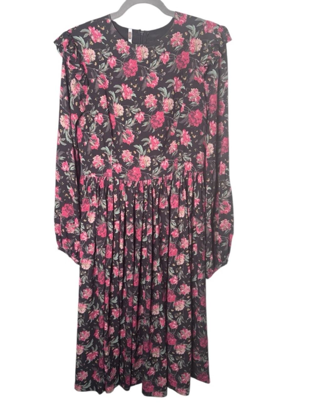 Alcoolique Italy Black Red Floral Maxi Dress 44 US 8
